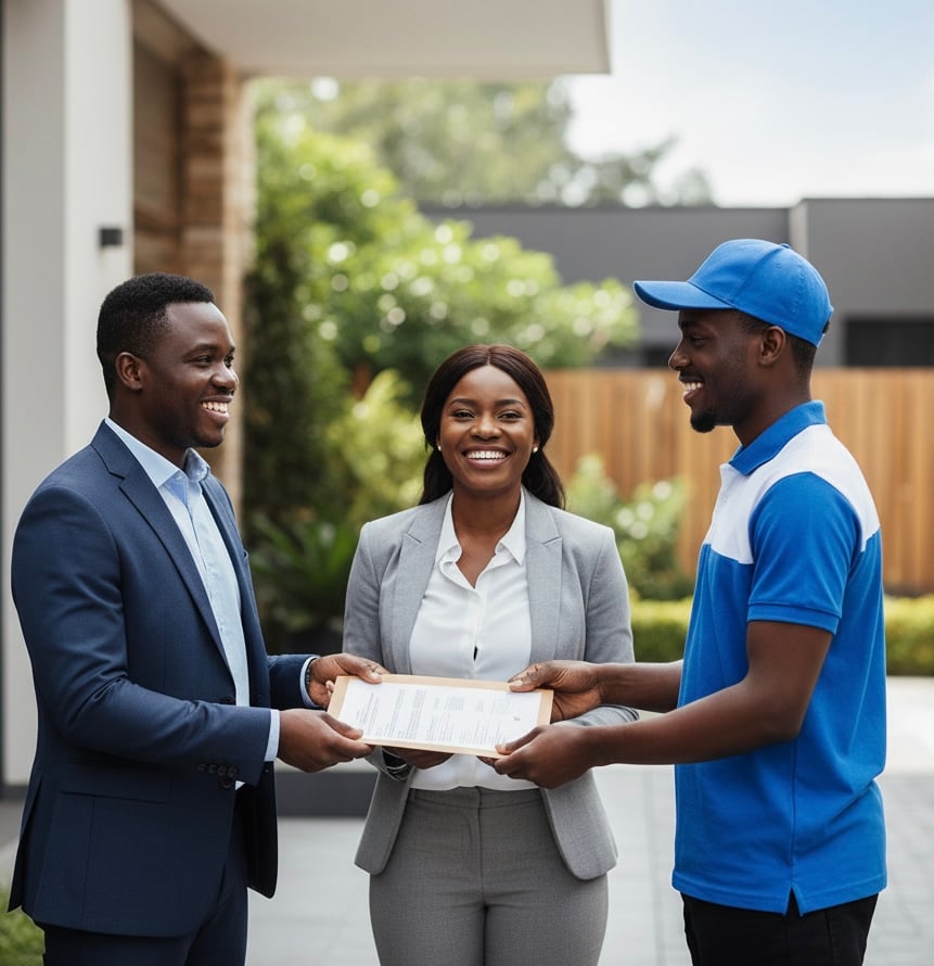 People receiving document assistance